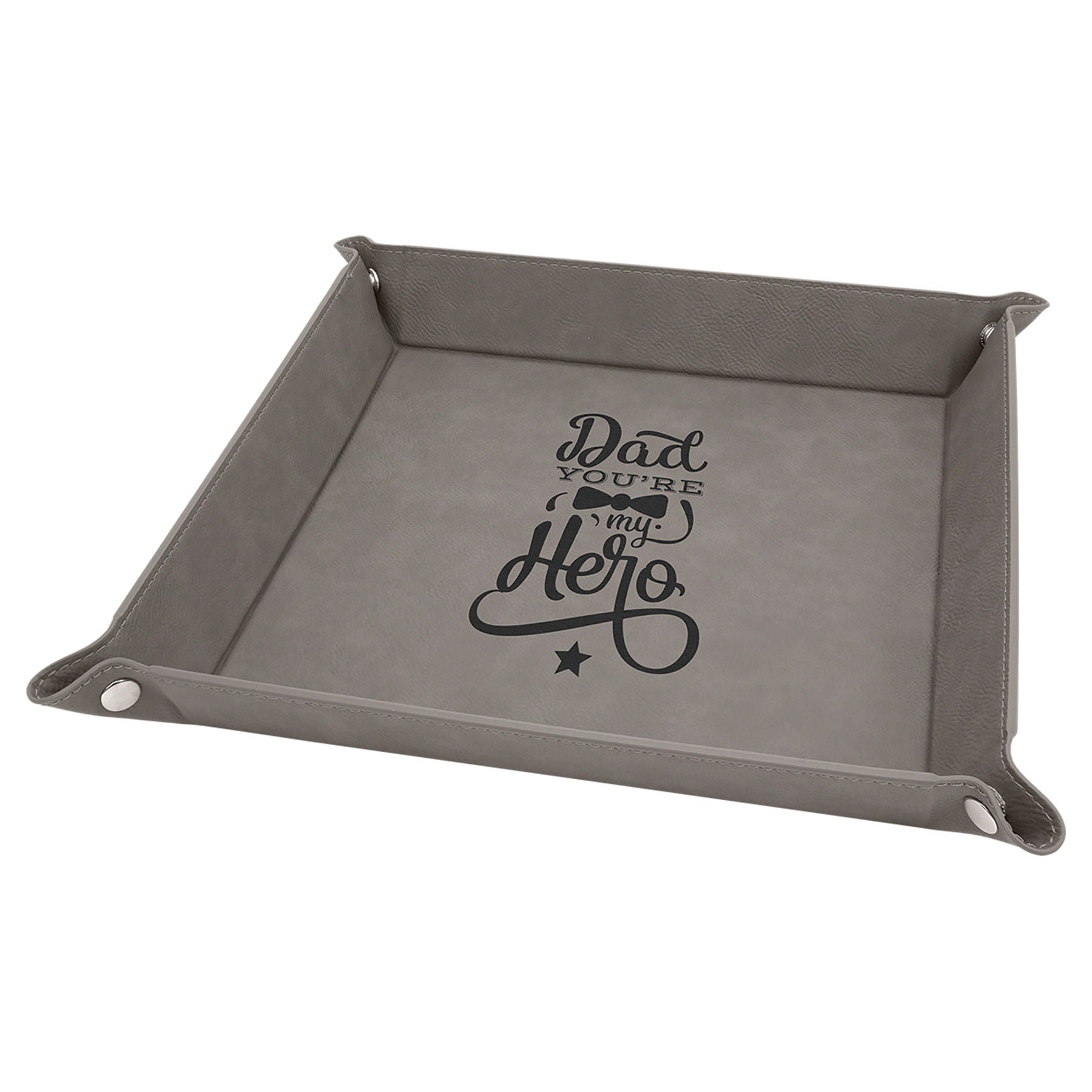 Gray Leatherette Snap Up Tray