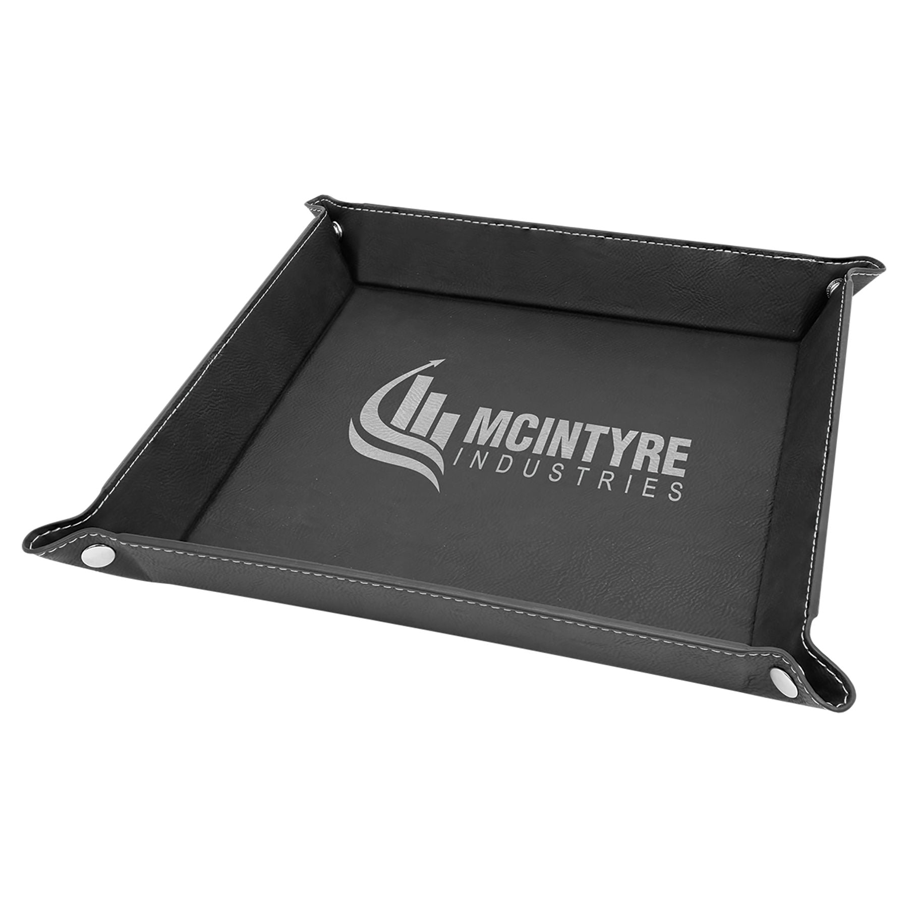 Black/Silver Leatherette Snap Up Tray