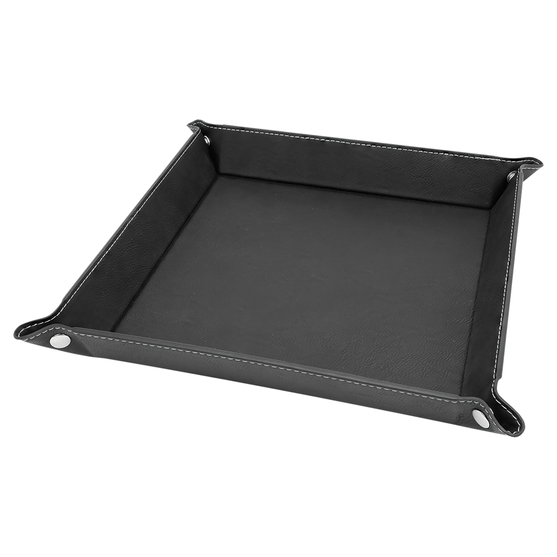 Leatherette Snap Up Tray – Black (Silver) / Large (9x9) preview