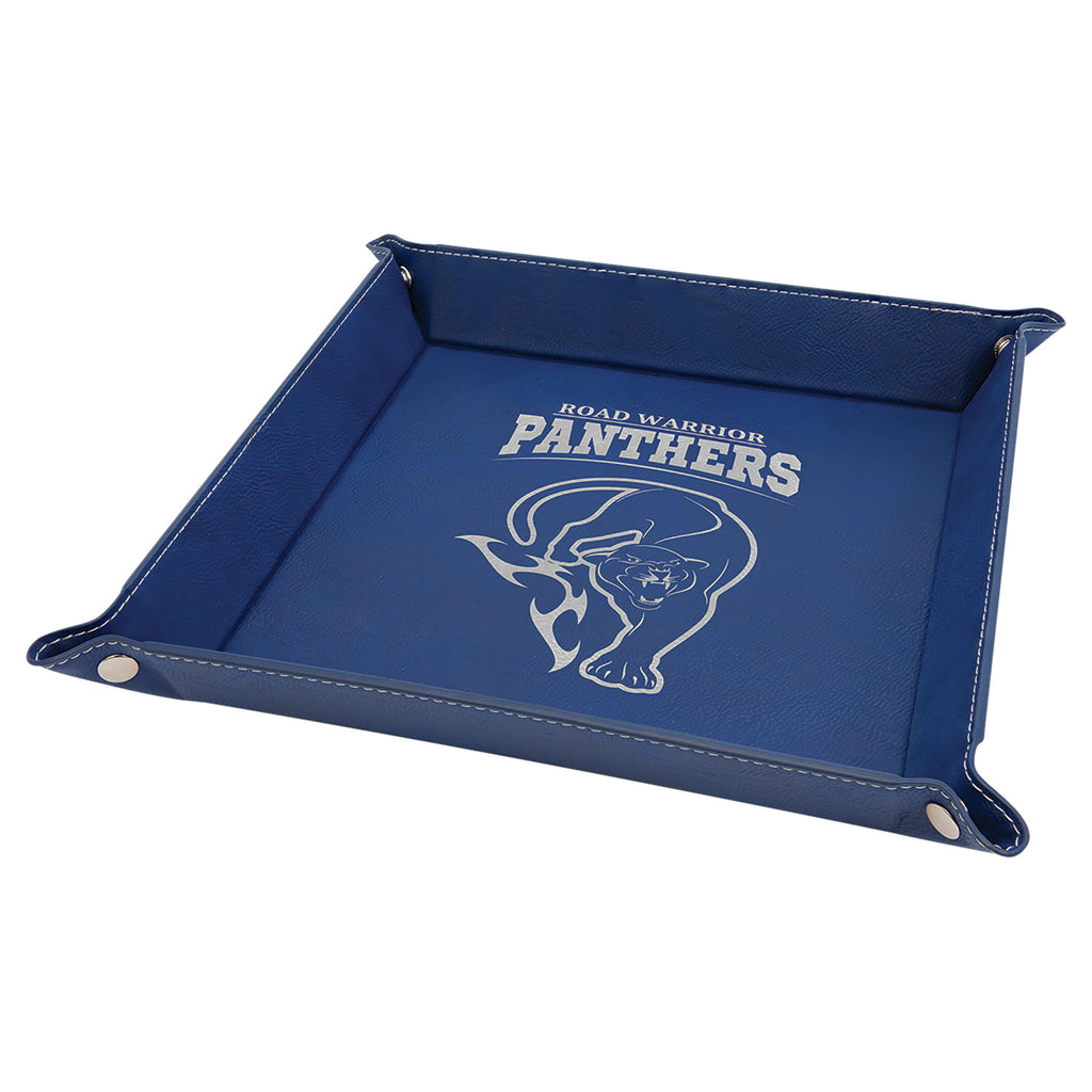 Blue/Silver Leatherette Snap Up Tray