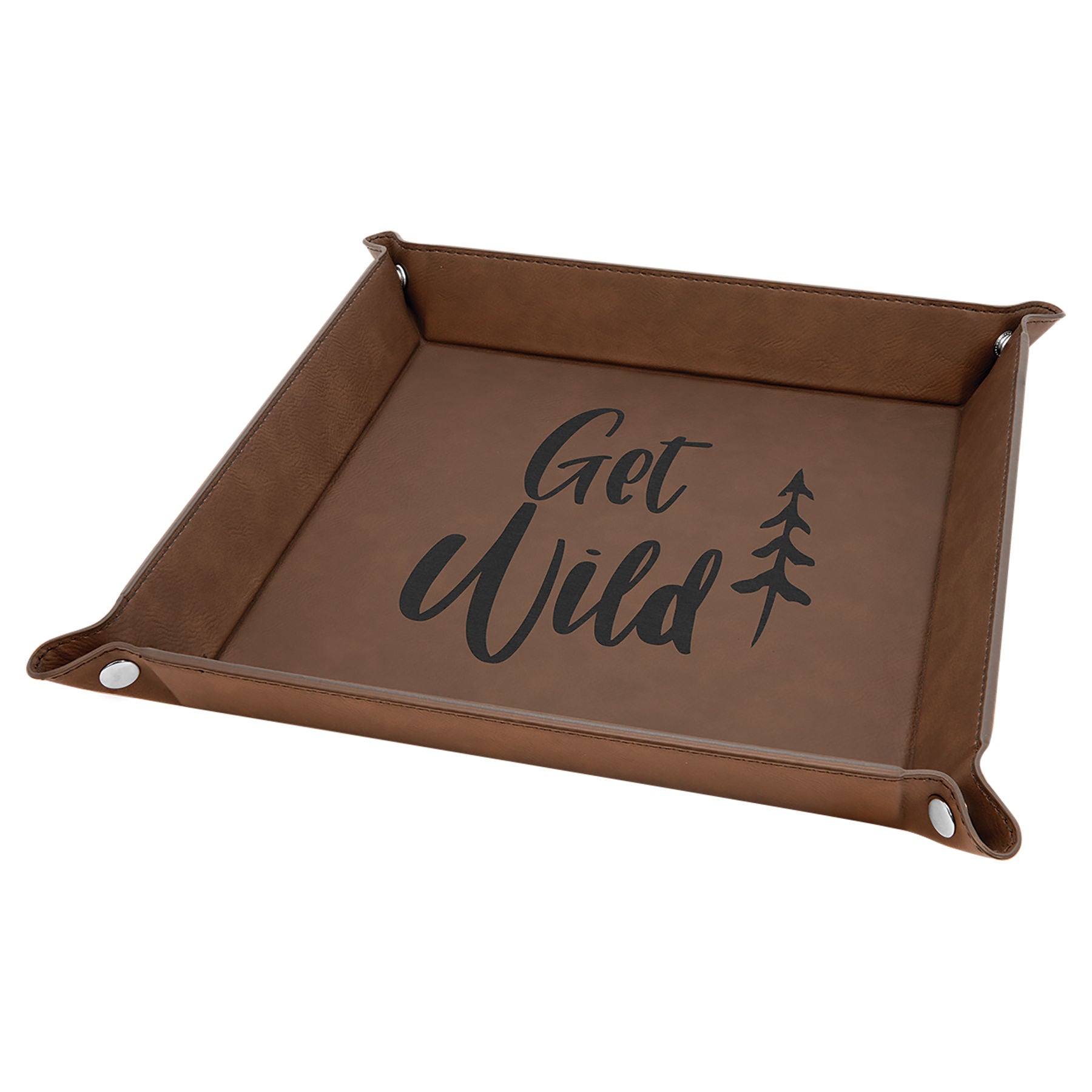 Dark Brown Leatherette Snap Up Tray
