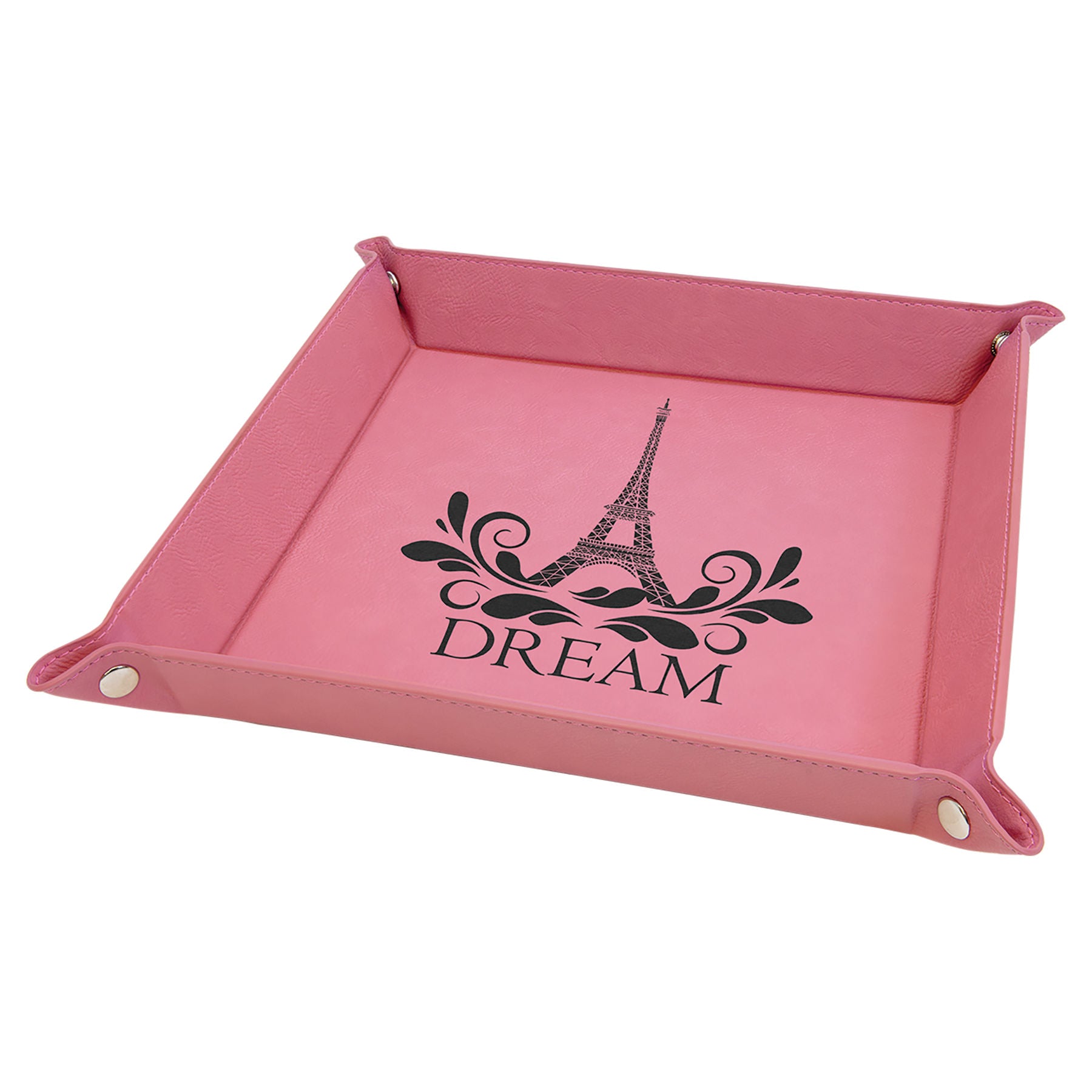 Pink Leatherette Snap Up Tray