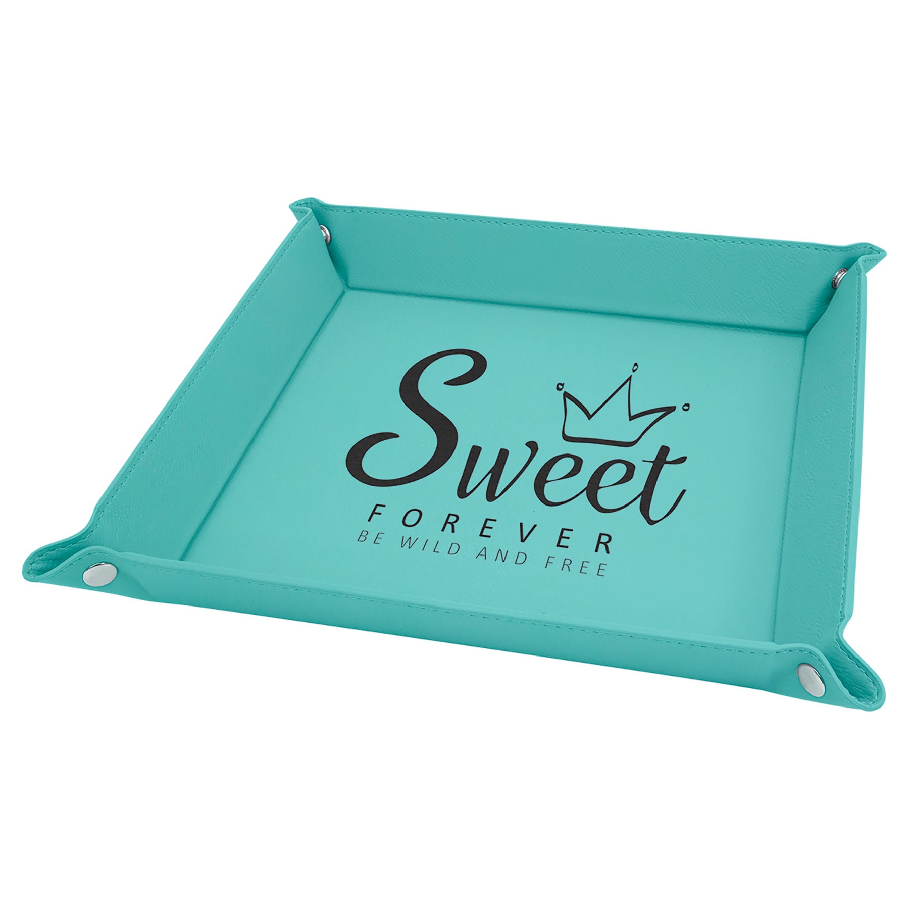 Teal Leatherette Snap Up Tray