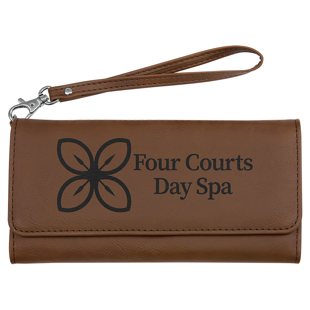 Dark Brown Leatherette Wallet with Strap