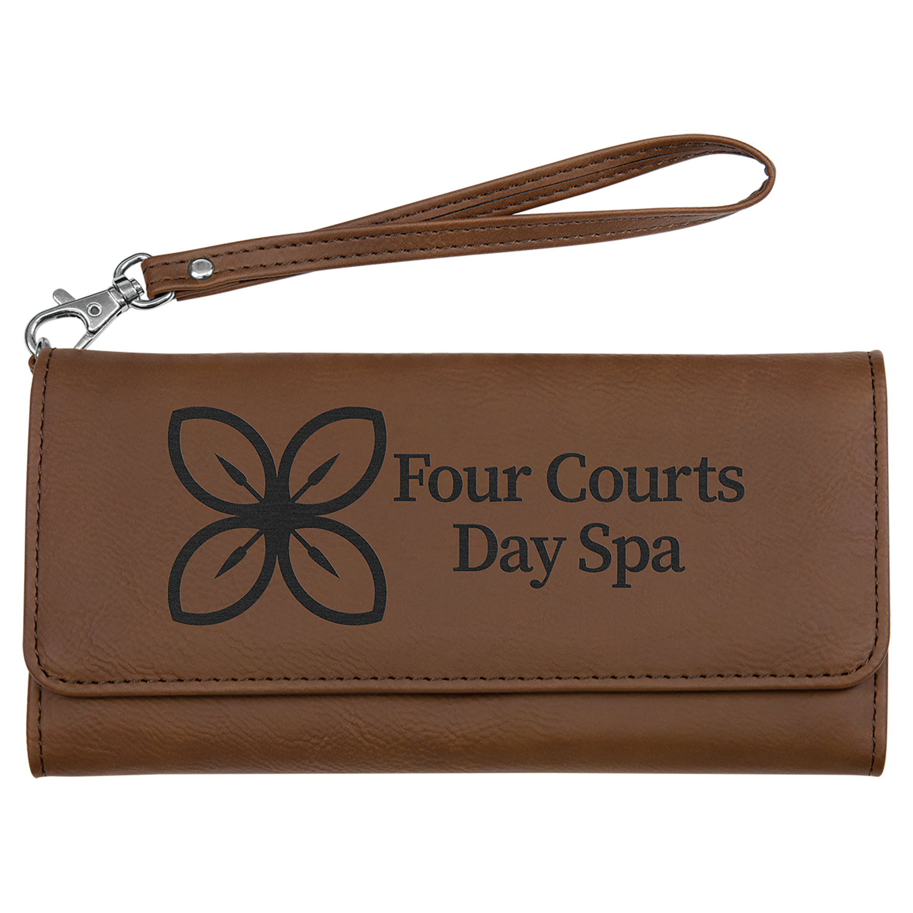 Dark Brown Leatherette Wallet with Strap
