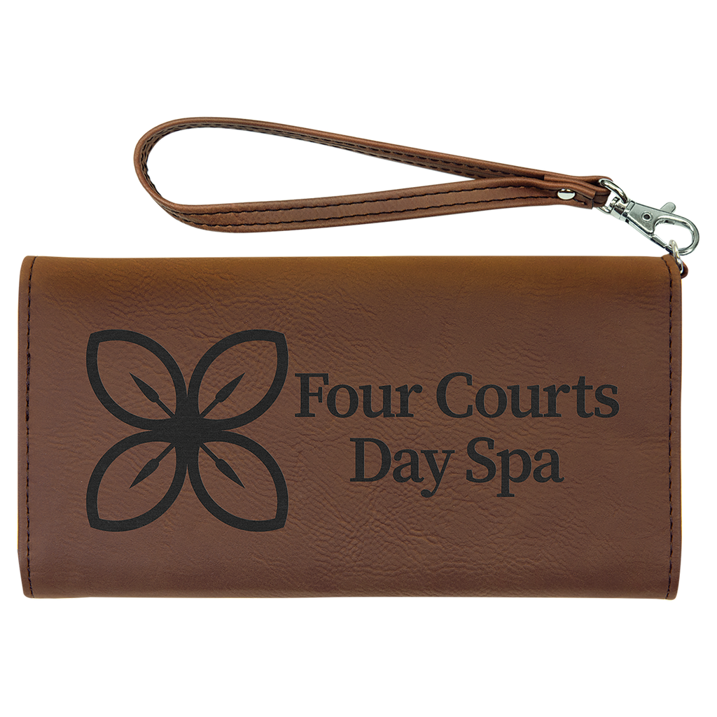 Dark Brown Leatherette Wallet with Strap