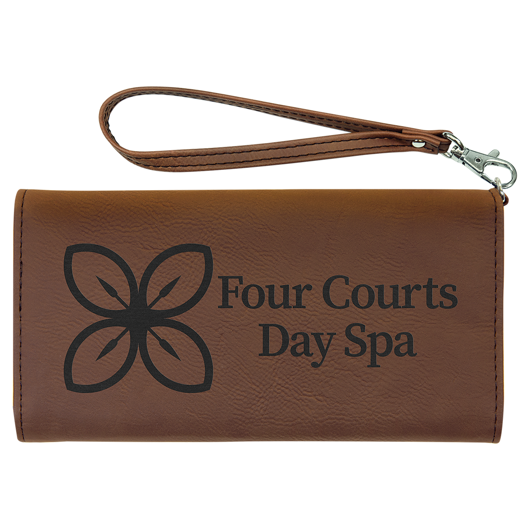 Dark Brown Leatherette Wallet with Strap