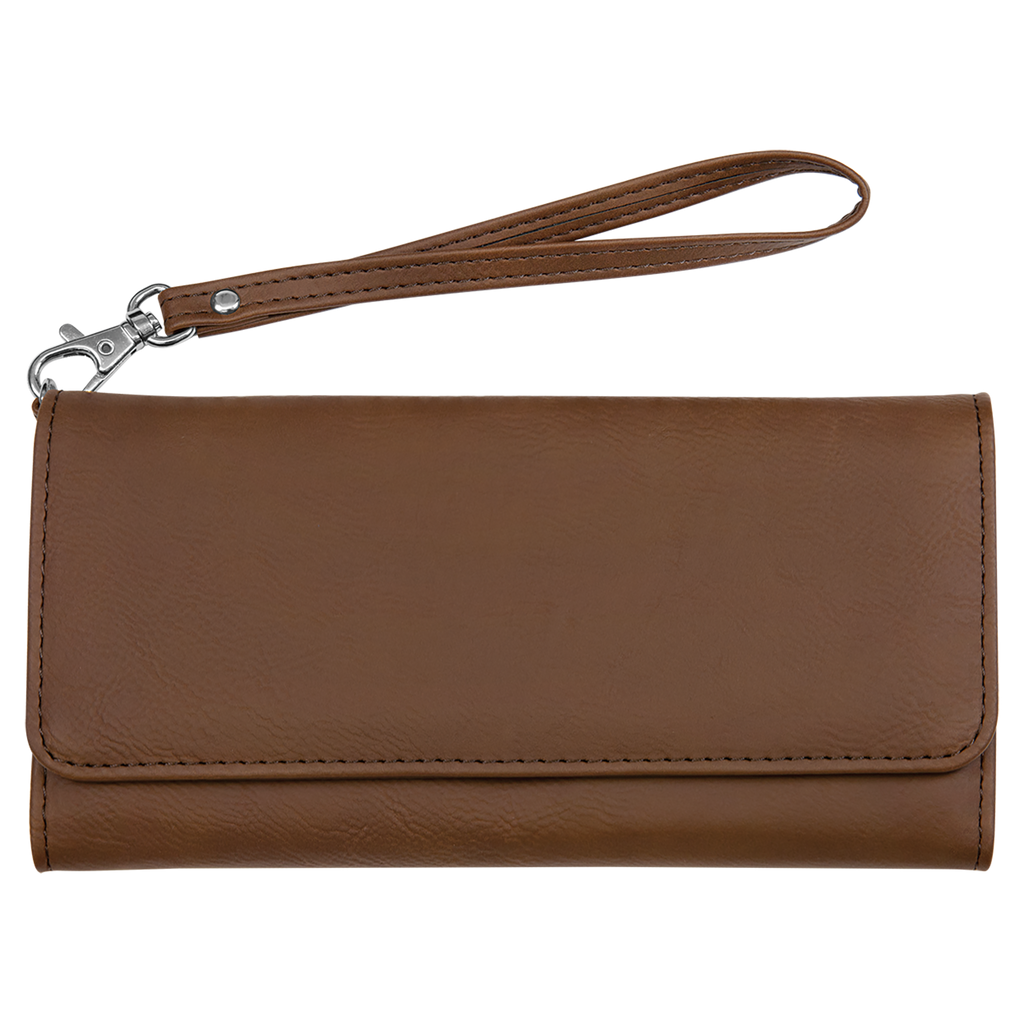 Dark Brown Leatherette Wallet with Strap