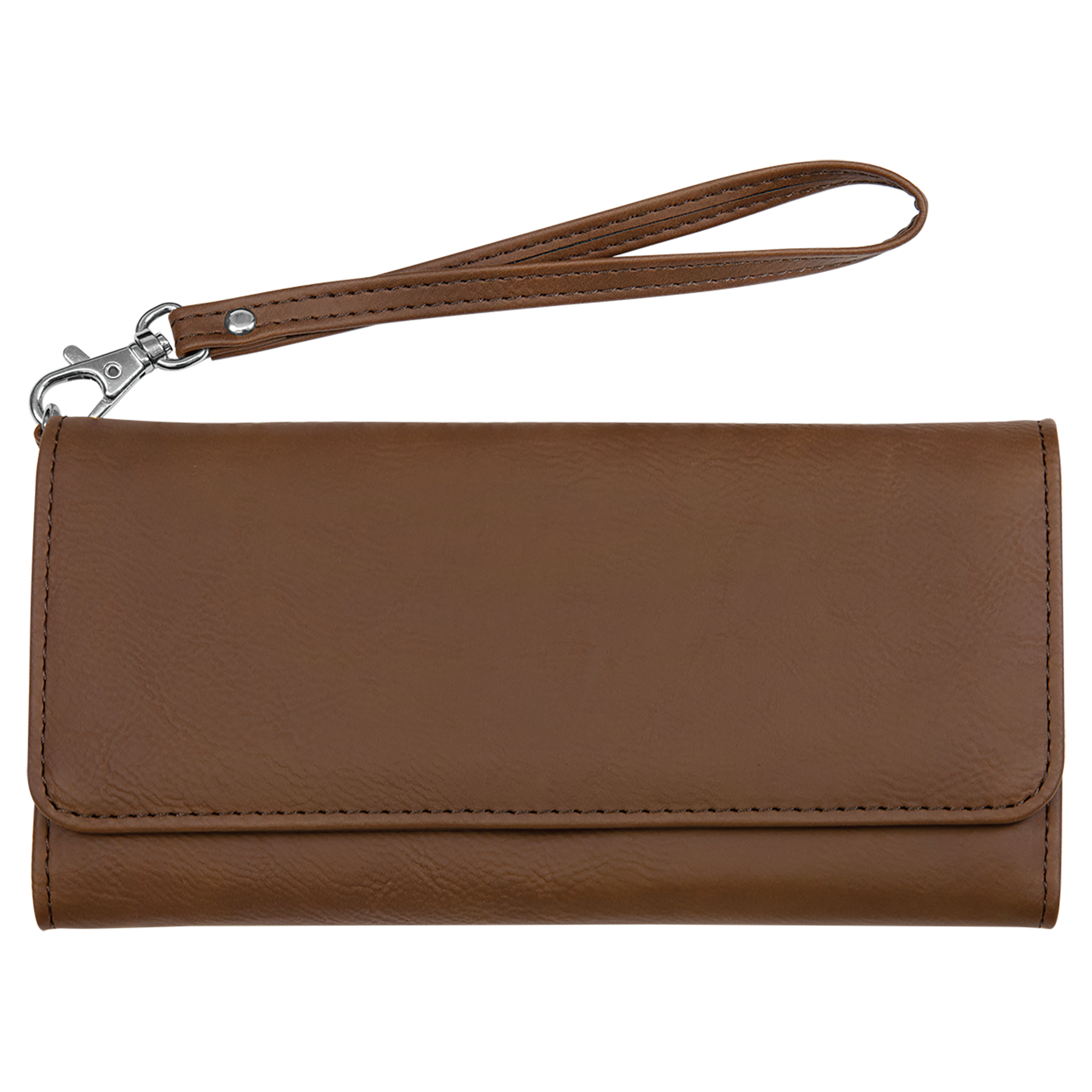 Dark Brown Leatherette Wallet with Strap