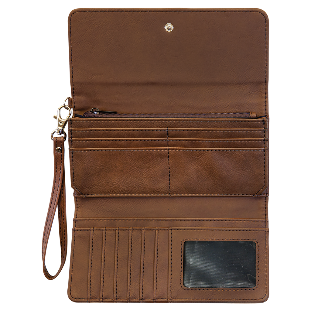Dark Brown Leatherette Wallet with Strap