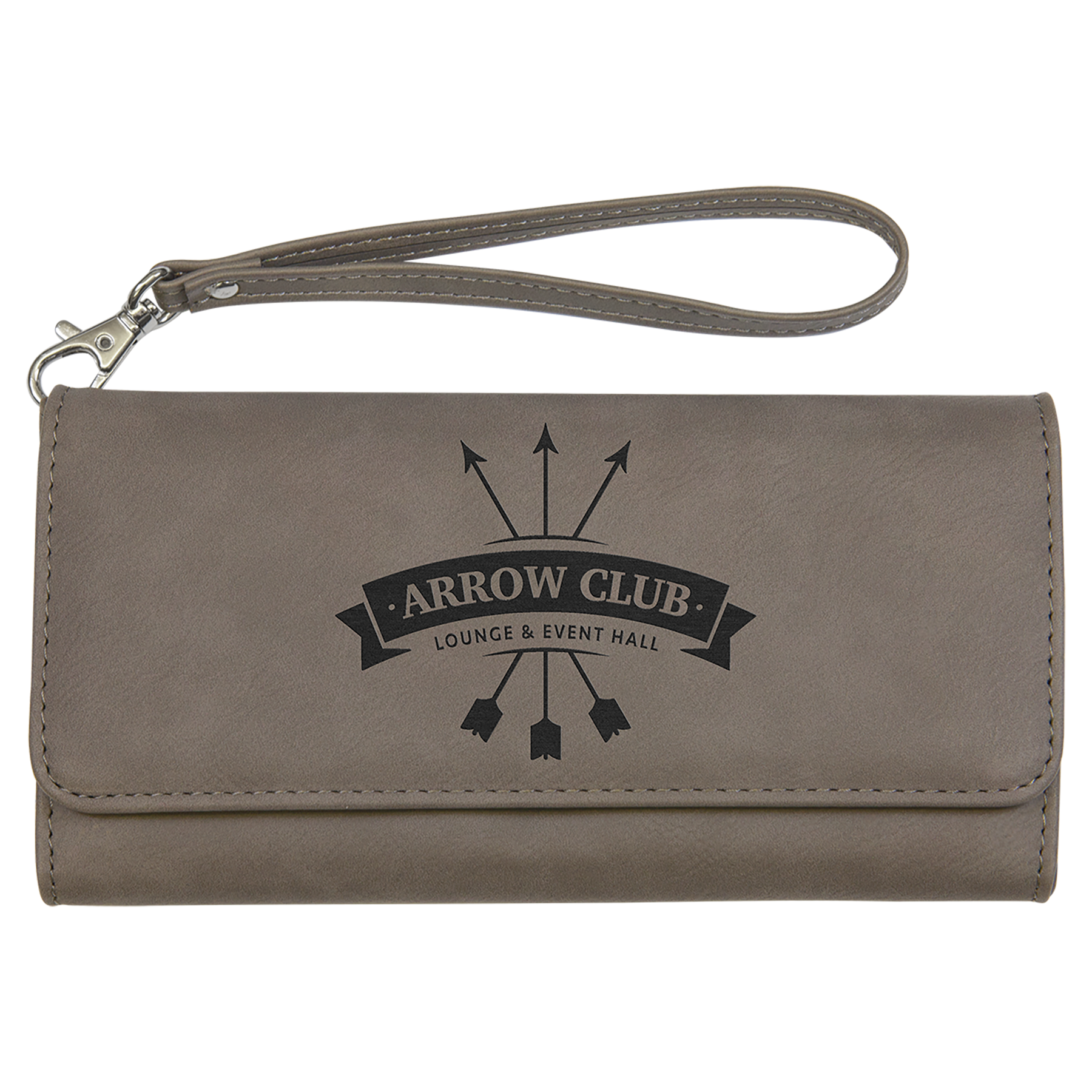 Gray Leatherette Wallet with Strap