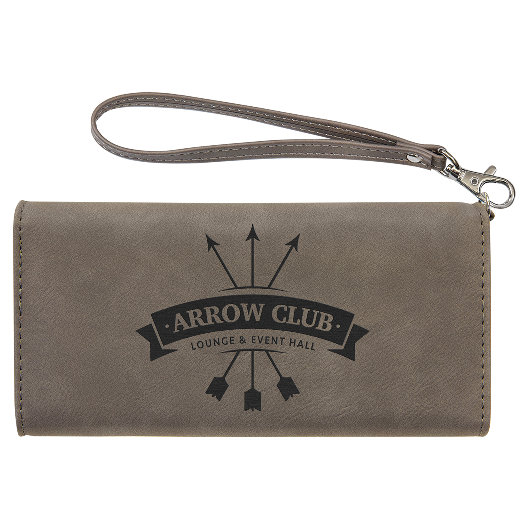 Gray Leatherette Wallet with Strap