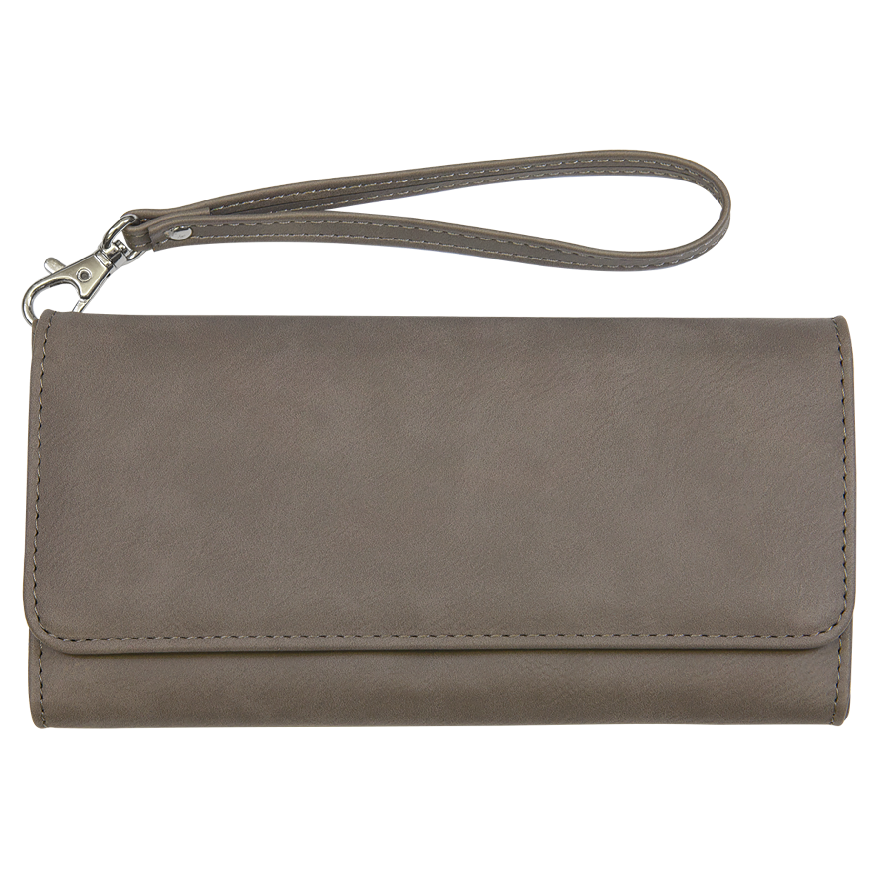 Gray Leatherette Wallet with Strap
