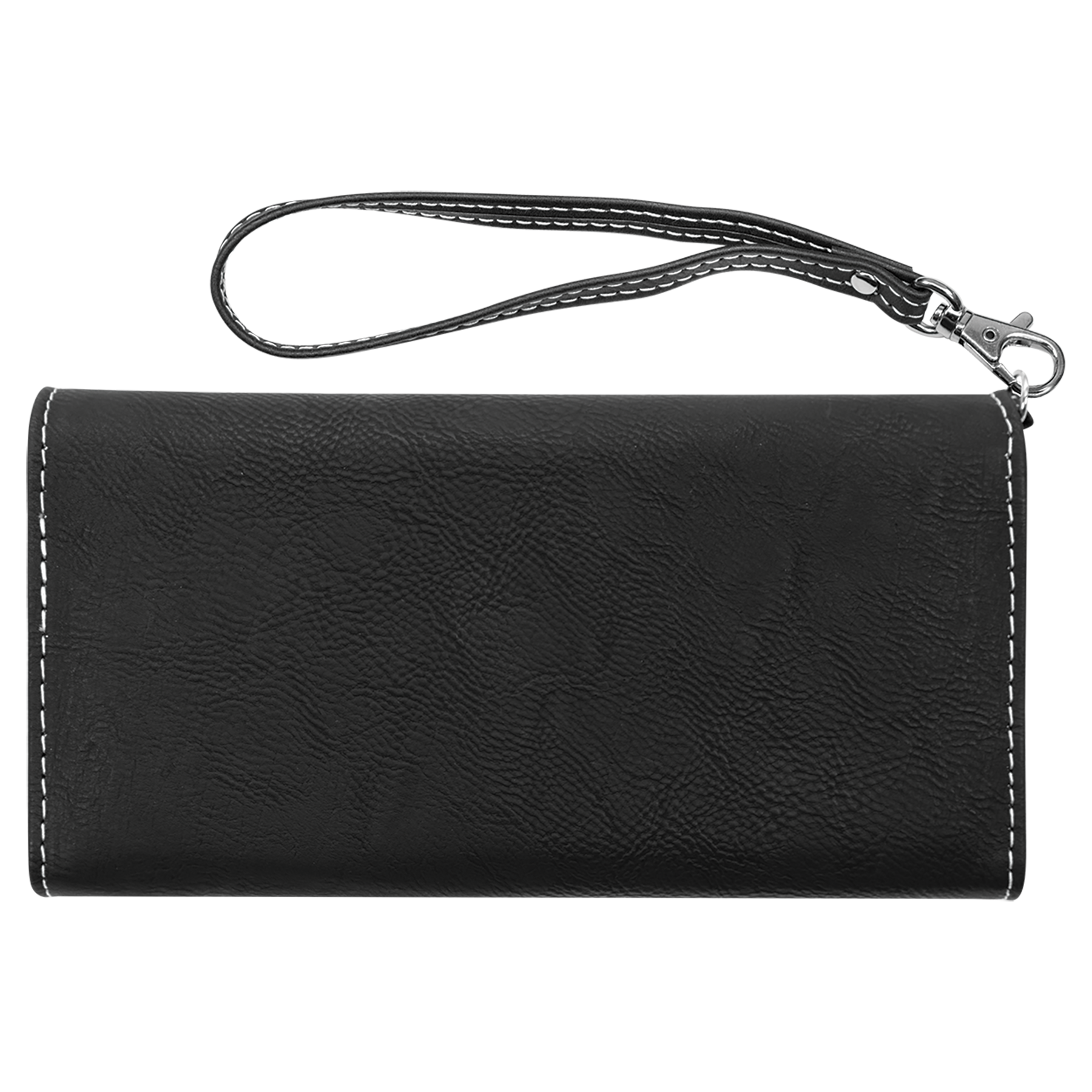Black/Silver Leatherette Wallet with Strap blank-preview