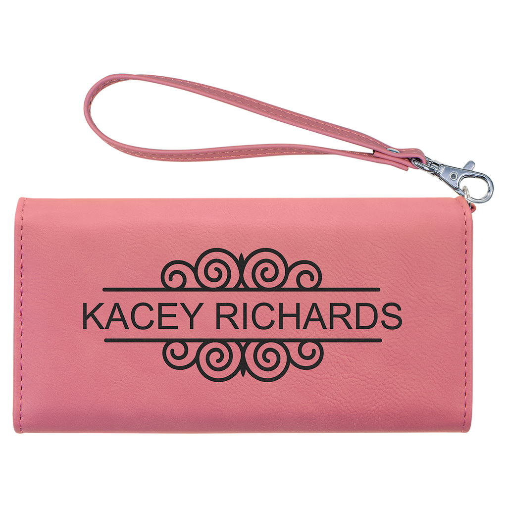 Pink Leatherette Wallet with Strap