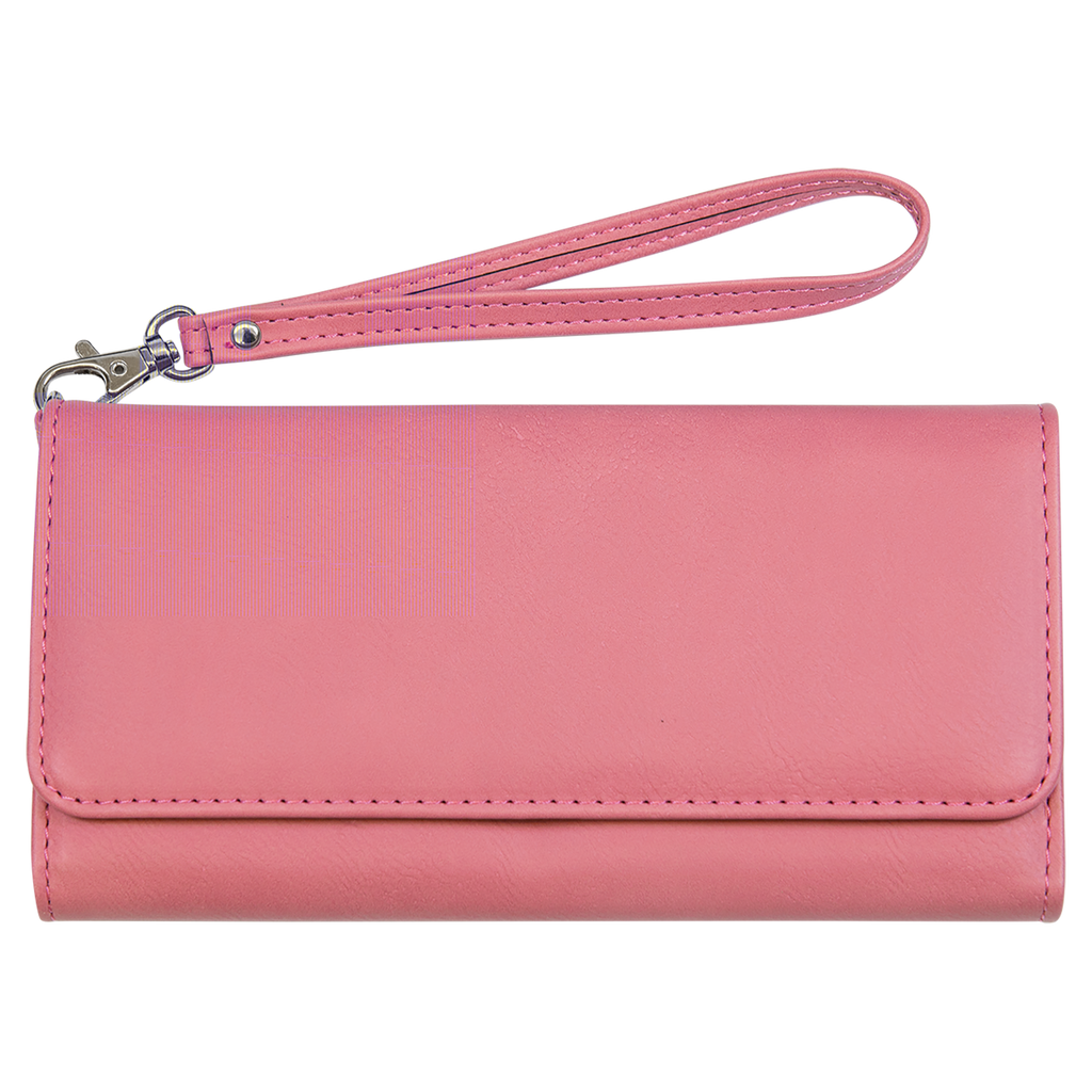 Pink Leatherette Wallet with Strap