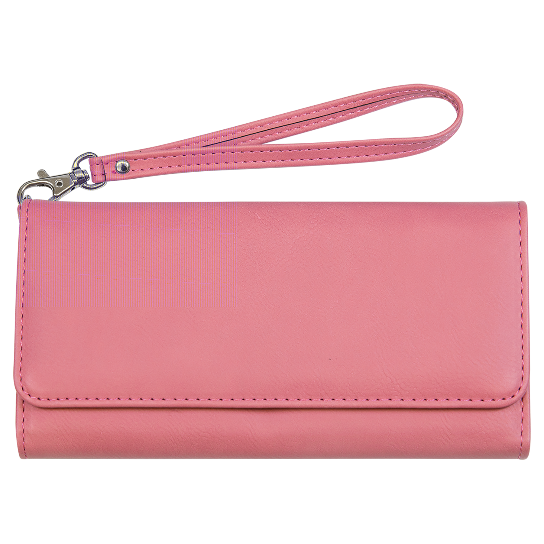 Pink Leatherette Wallet with Strap