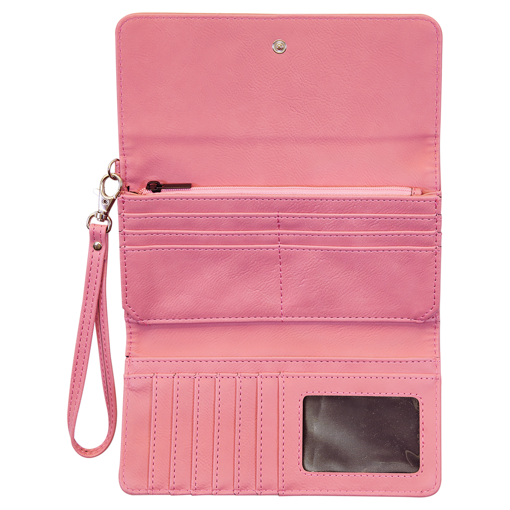 Pink Leatherette Wallet with Strap