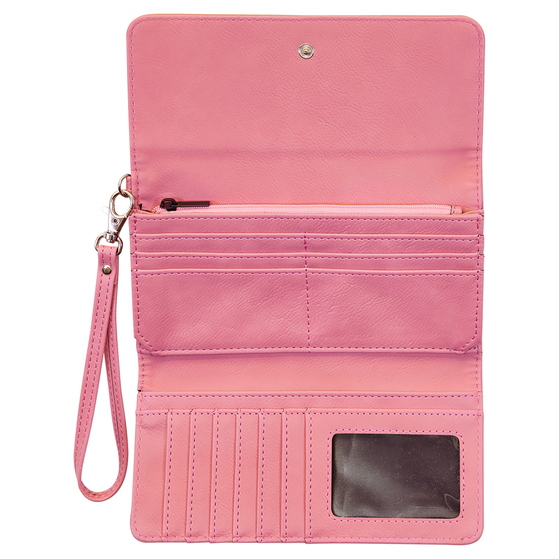 Pink Leatherette Wallet with Strap