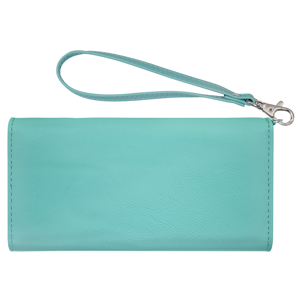 Teal Leatherette Wallet with Strap blank-preview