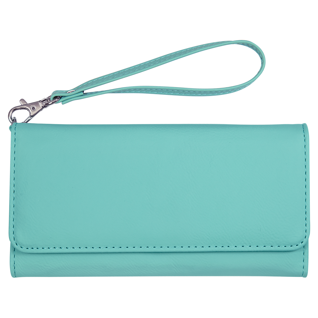 Teal Leatherette Wallet with Strap