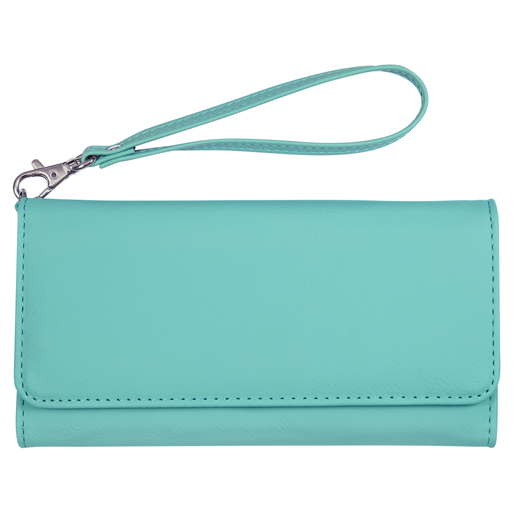 Teal Leatherette Wallet with Strap