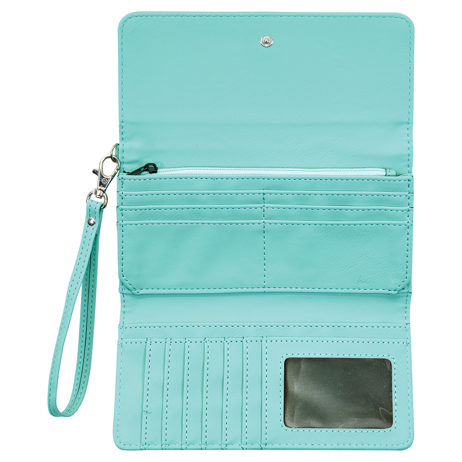 Teal Leatherette Wallet with Strap