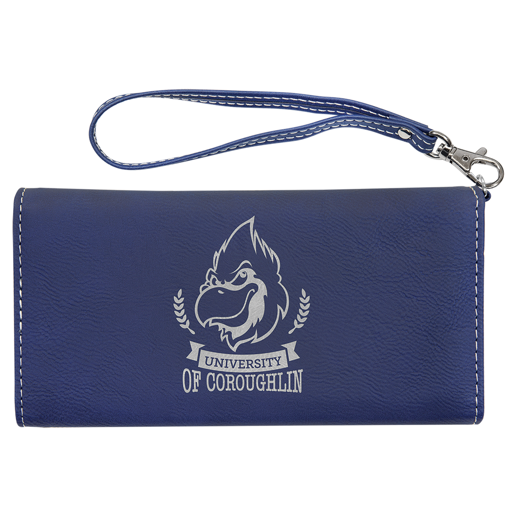 Blue/Silver Leatherette Wallet with Strap