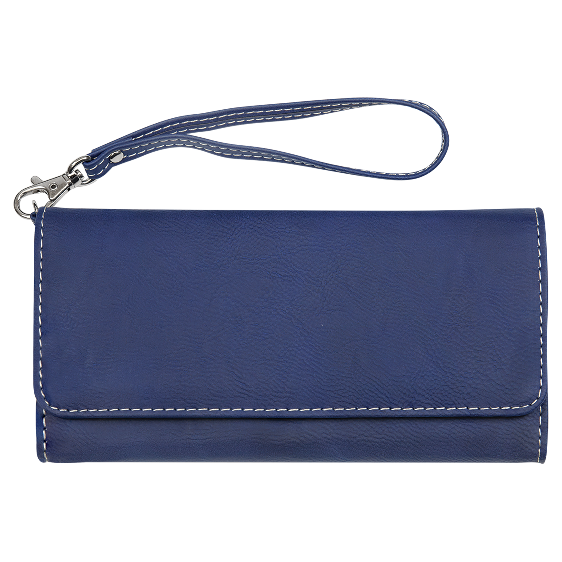 Blue/Silver Leatherette Wallet with Strap