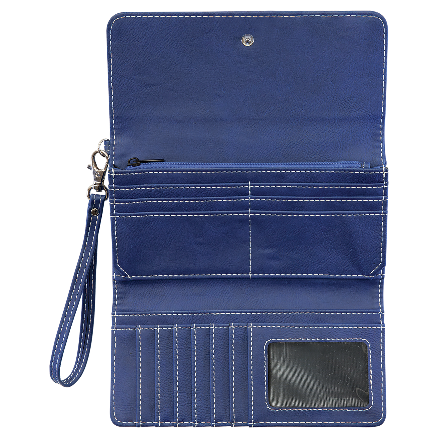 Blue/Silver Leatherette Wallet with Strap