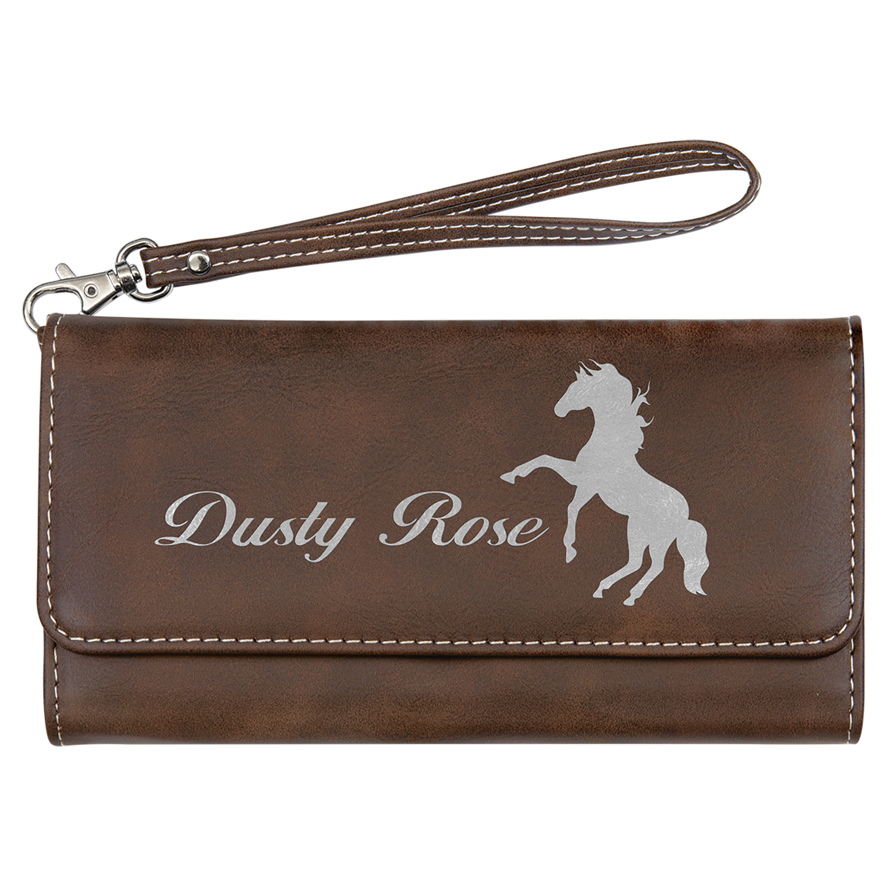 Rustic/Silver Leatherette Wallet with Strap