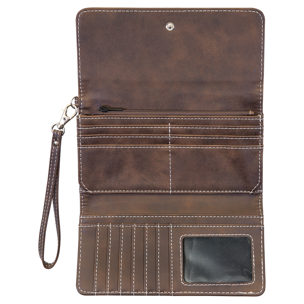 Rustic/Silver Leatherette Wallet with Strap