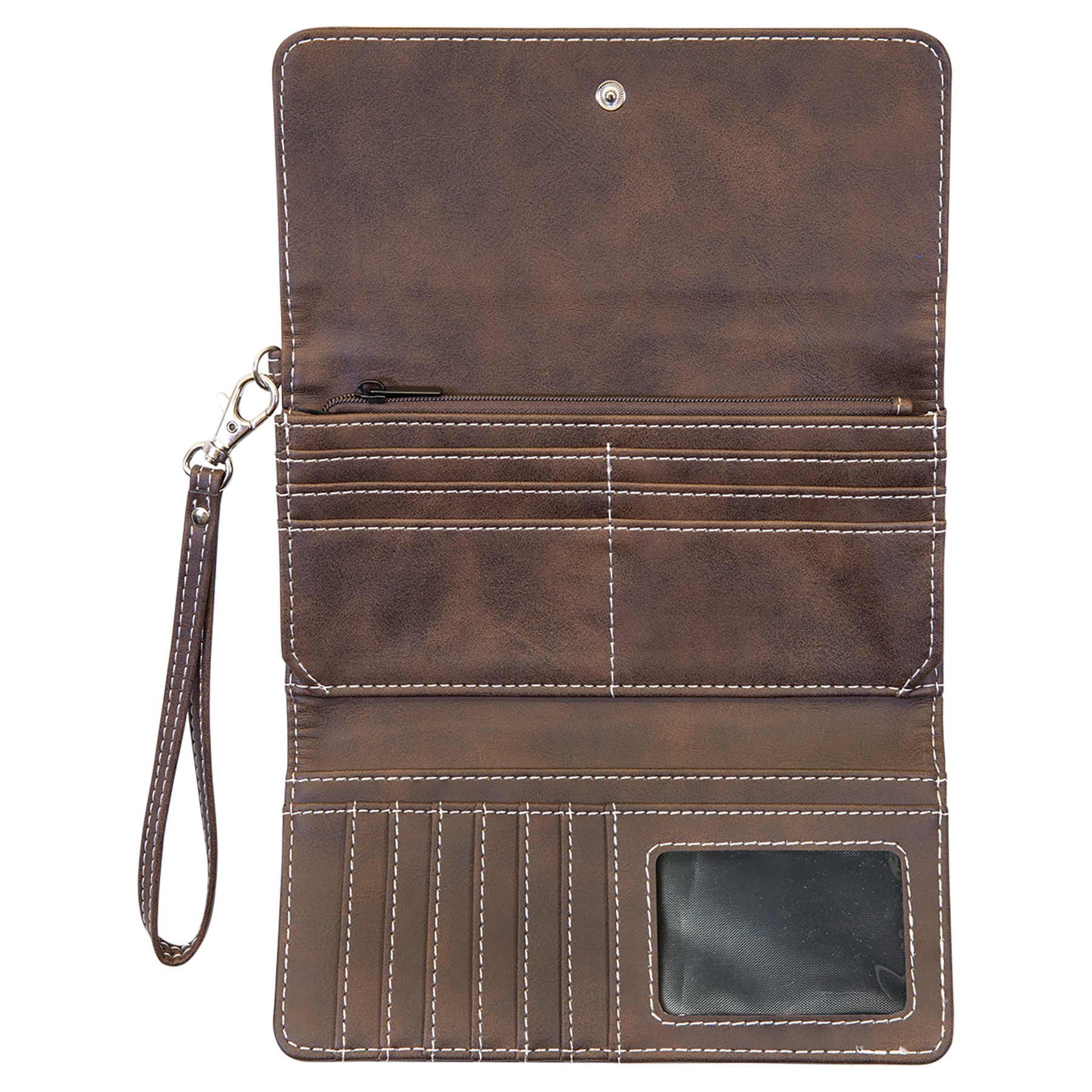 Rustic/Silver Leatherette Wallet with Strap
