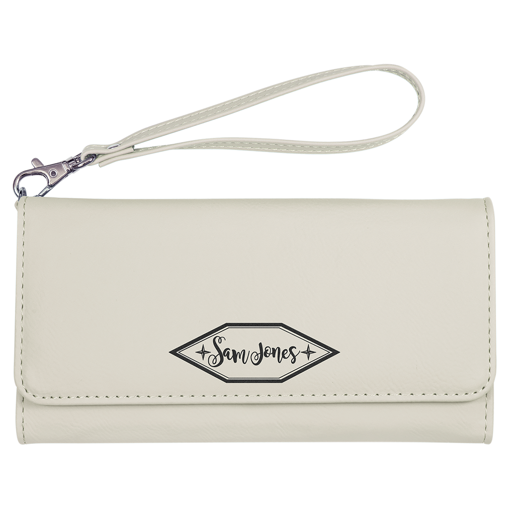 White Leatherette Wallet with Strap