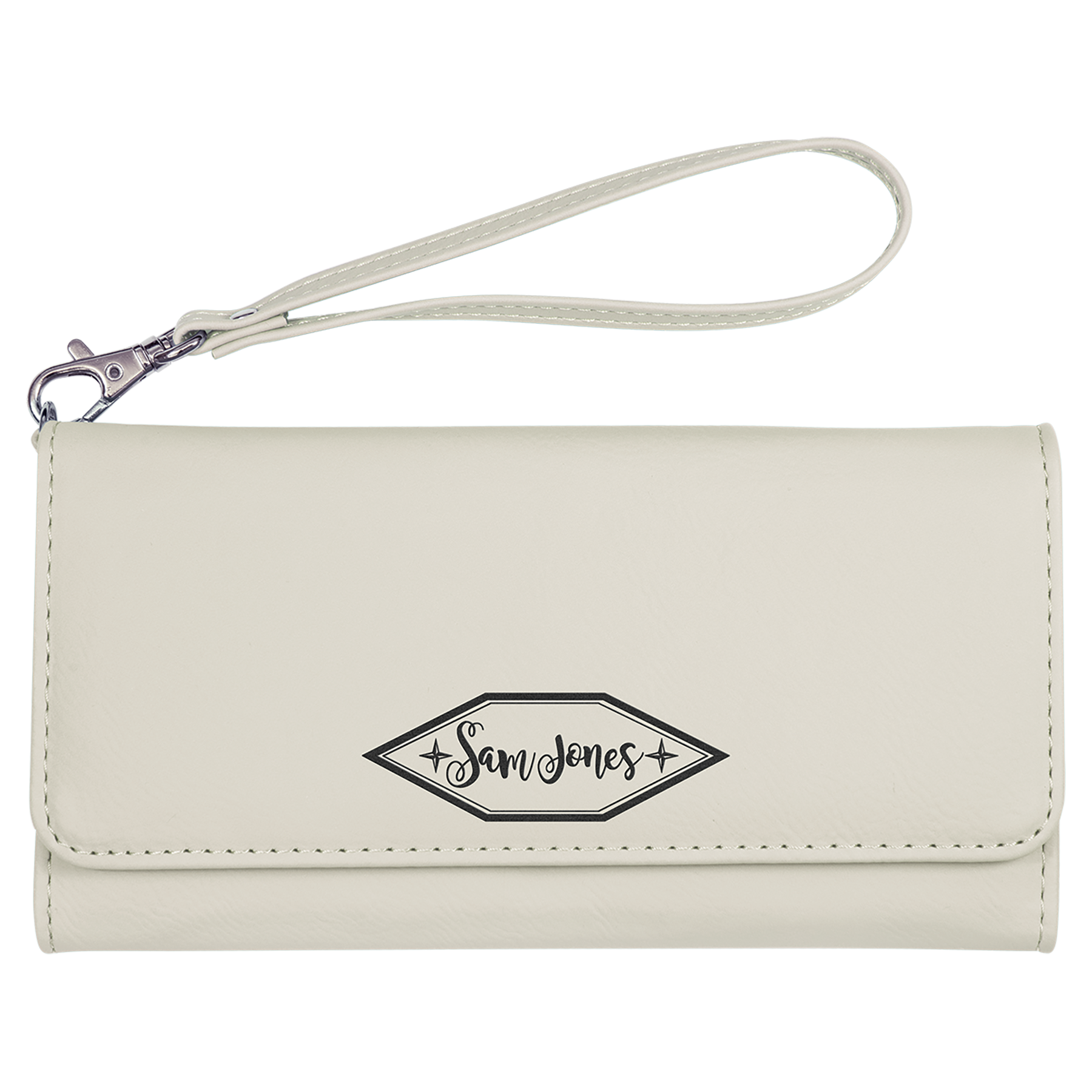 White Leatherette Wallet with Strap