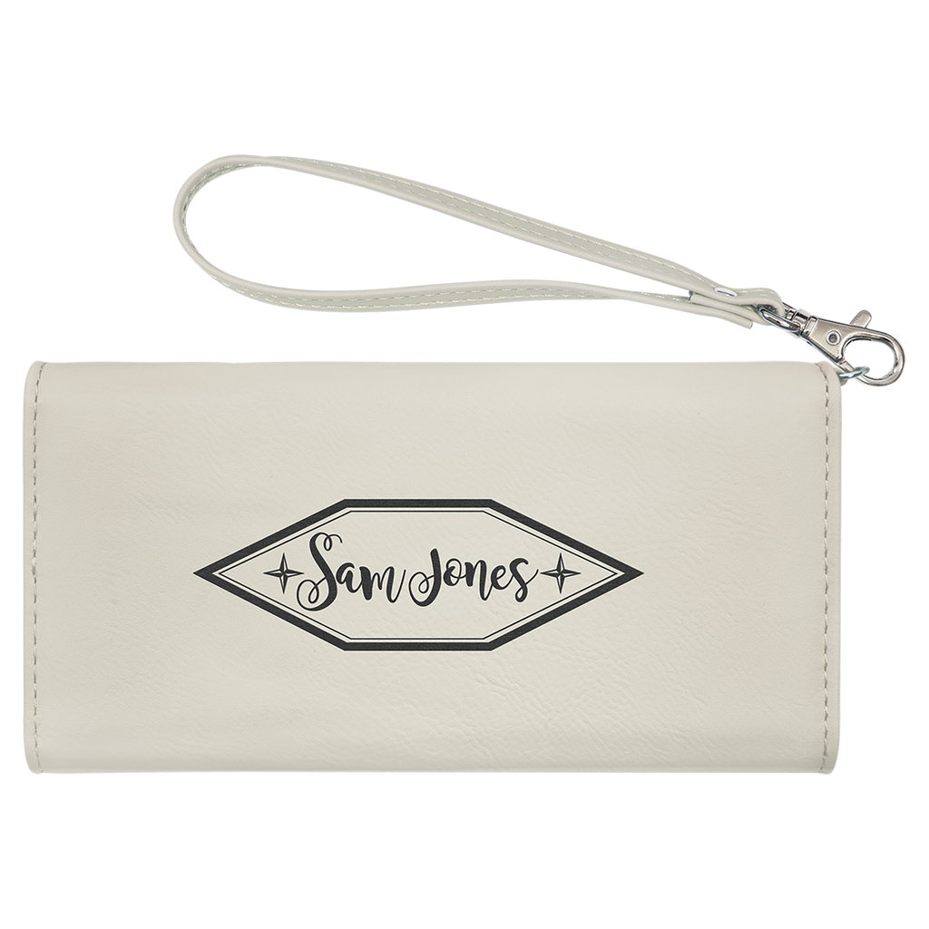 White Leatherette Wallet with Strap