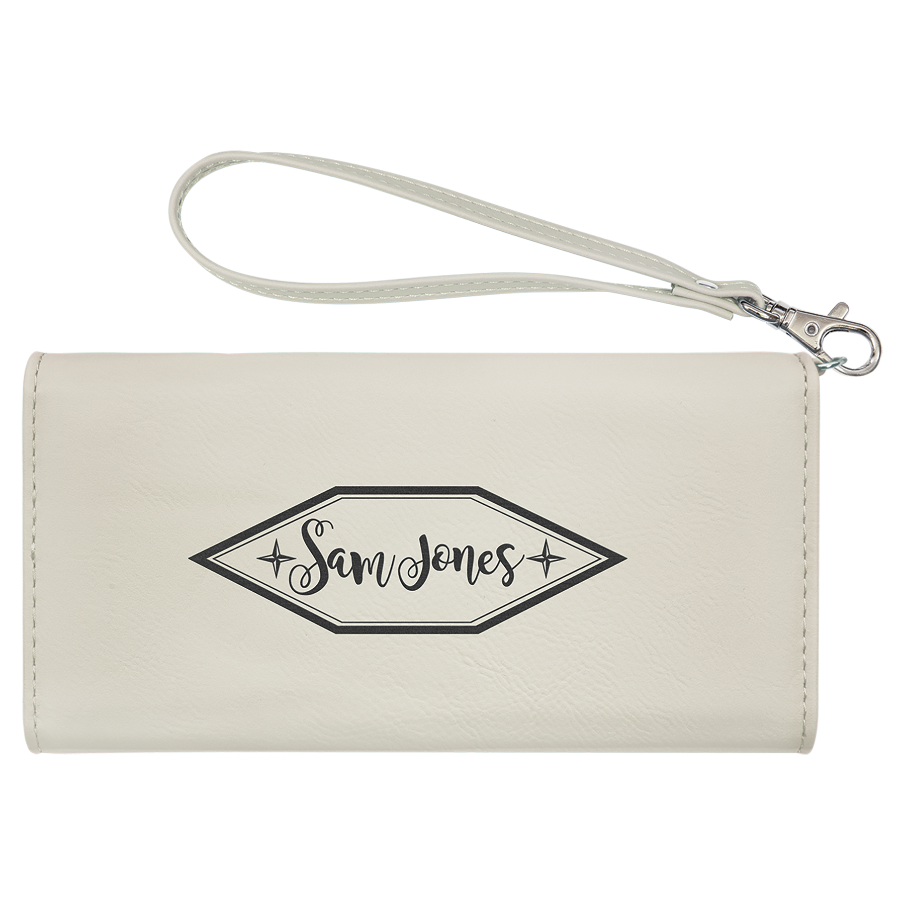 White Leatherette Wallet with Strap