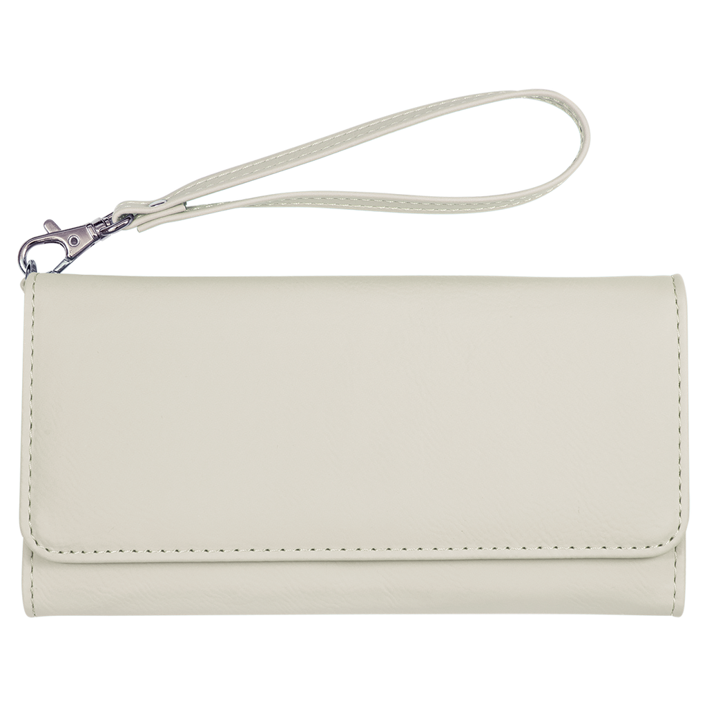 White Leatherette Wallet with Strap