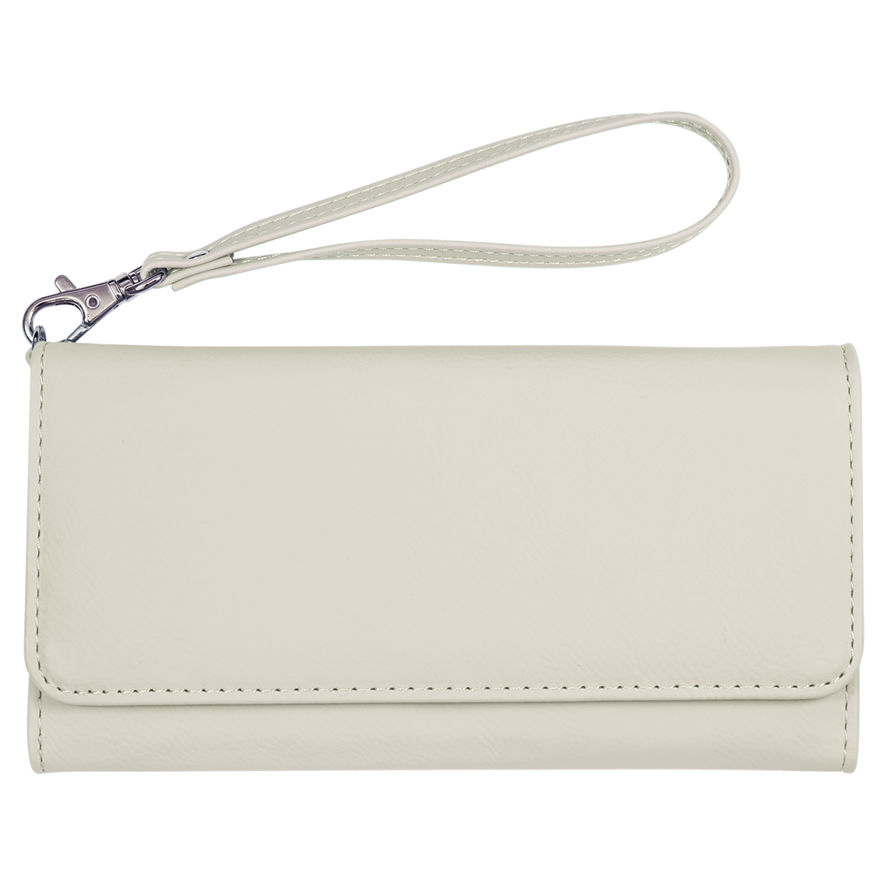 White Leatherette Wallet with Strap