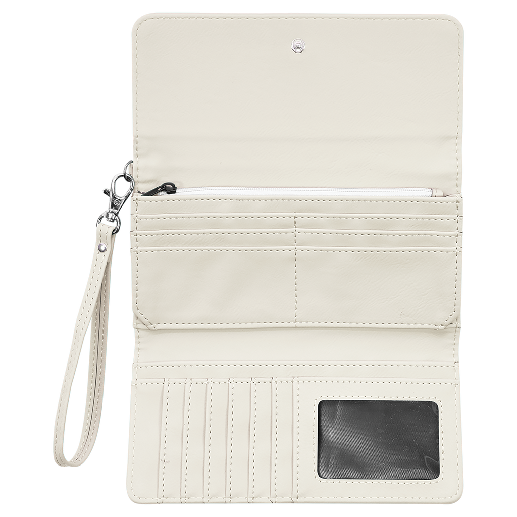 White Leatherette Wallet with Strap