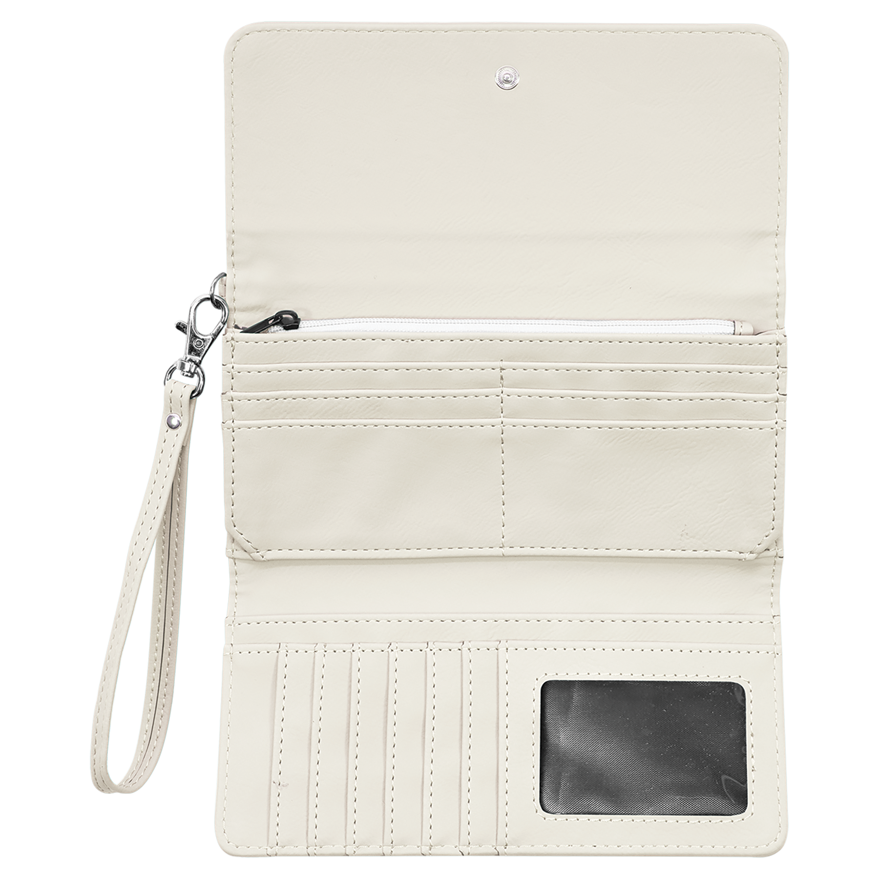 White Leatherette Wallet with Strap