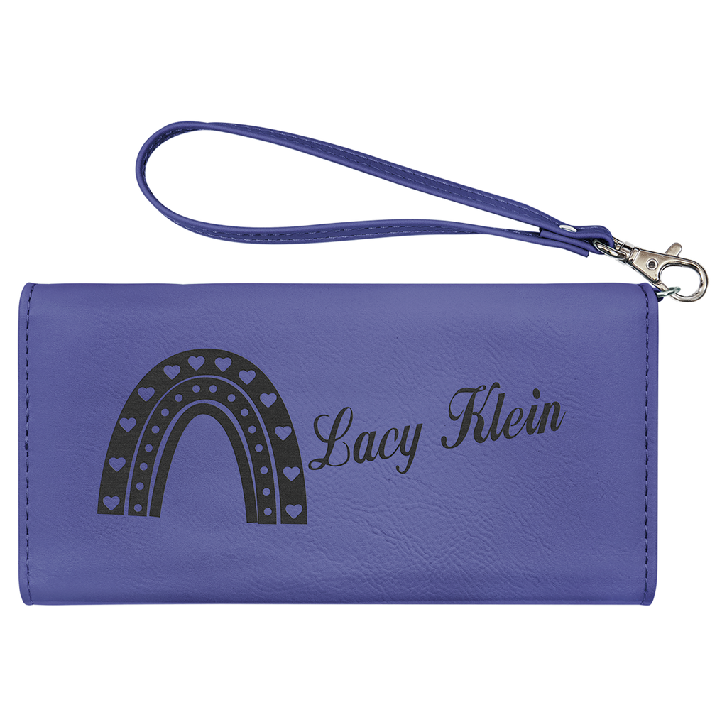 Purple Leatherette Wallet with Strap