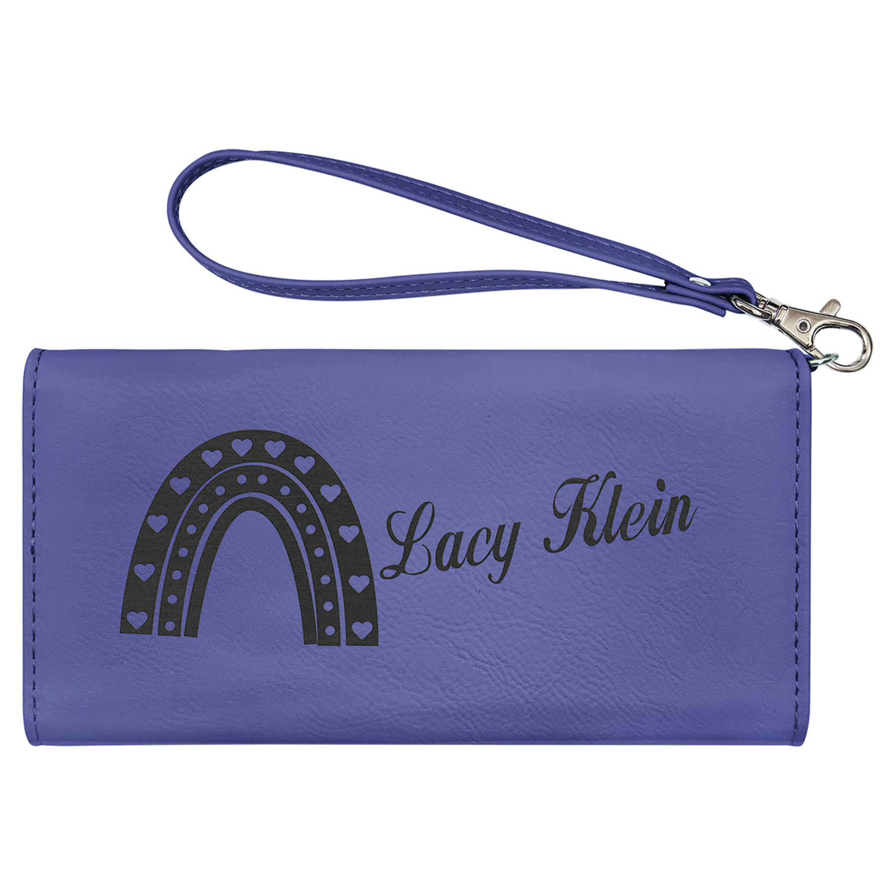 Purple Leatherette Wallet with Strap