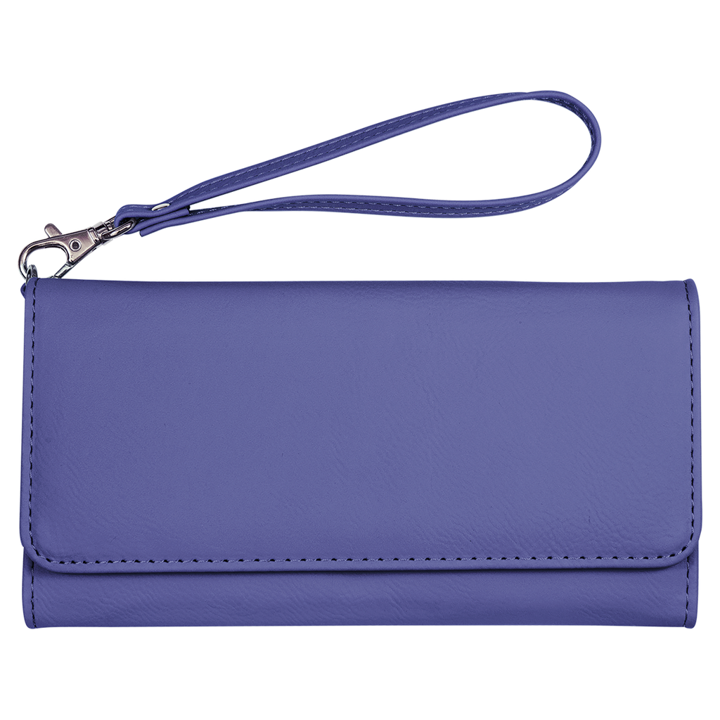 Purple Leatherette Wallet with Strap
