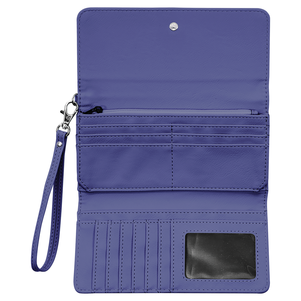 Purple Leatherette Wallet with Strap