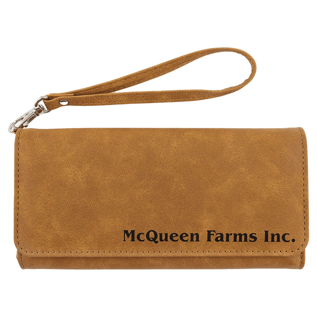 Light Brown Leatherette Wallet with Strap