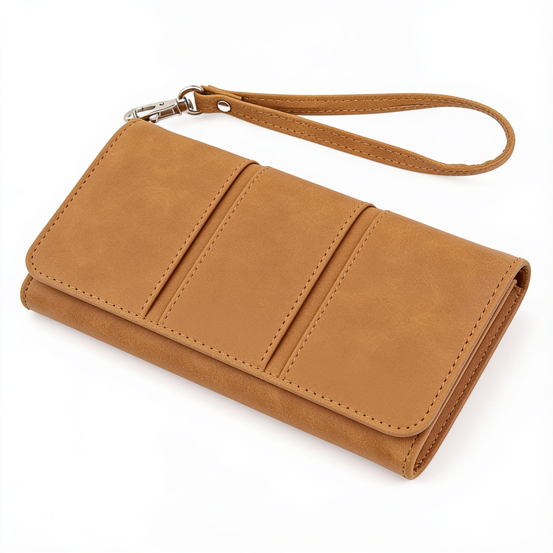 Light Brown Leatherette Wallet with Strap blank-preview