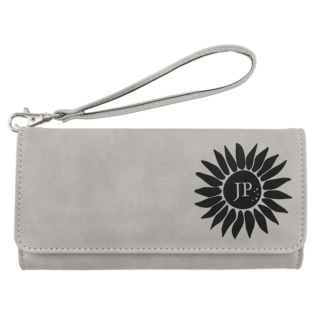 Light Gray Leatherette Wallet with Strap