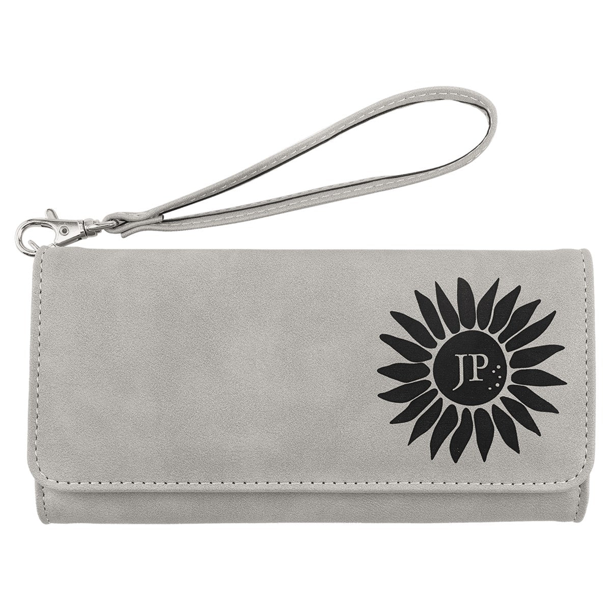 Light Gray Leatherette Wallet with Strap