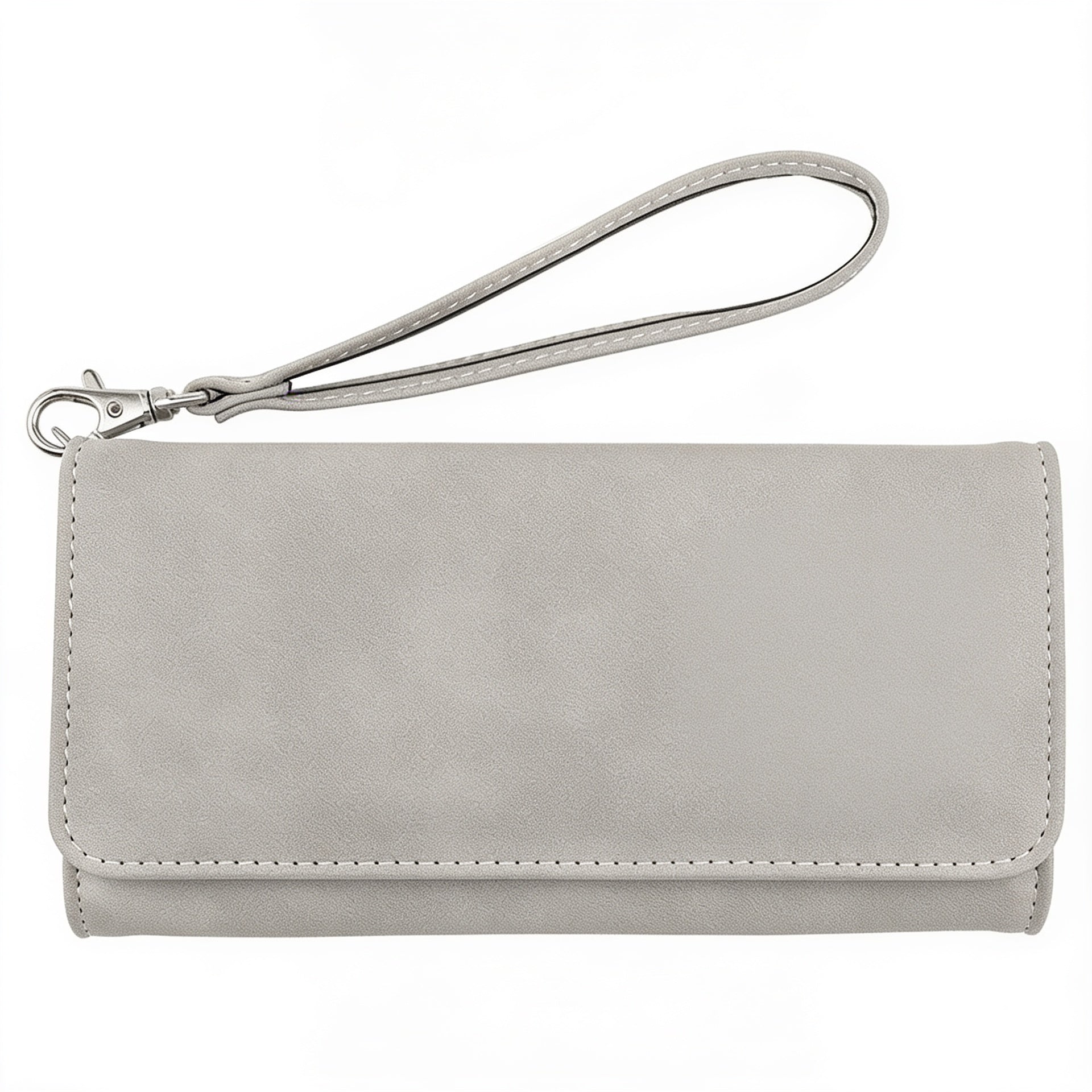 Light Gray Leatherette Wallet with Strap blank-preview
